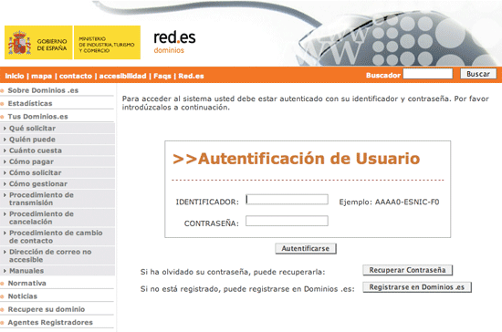 Autentificación en NIC.es