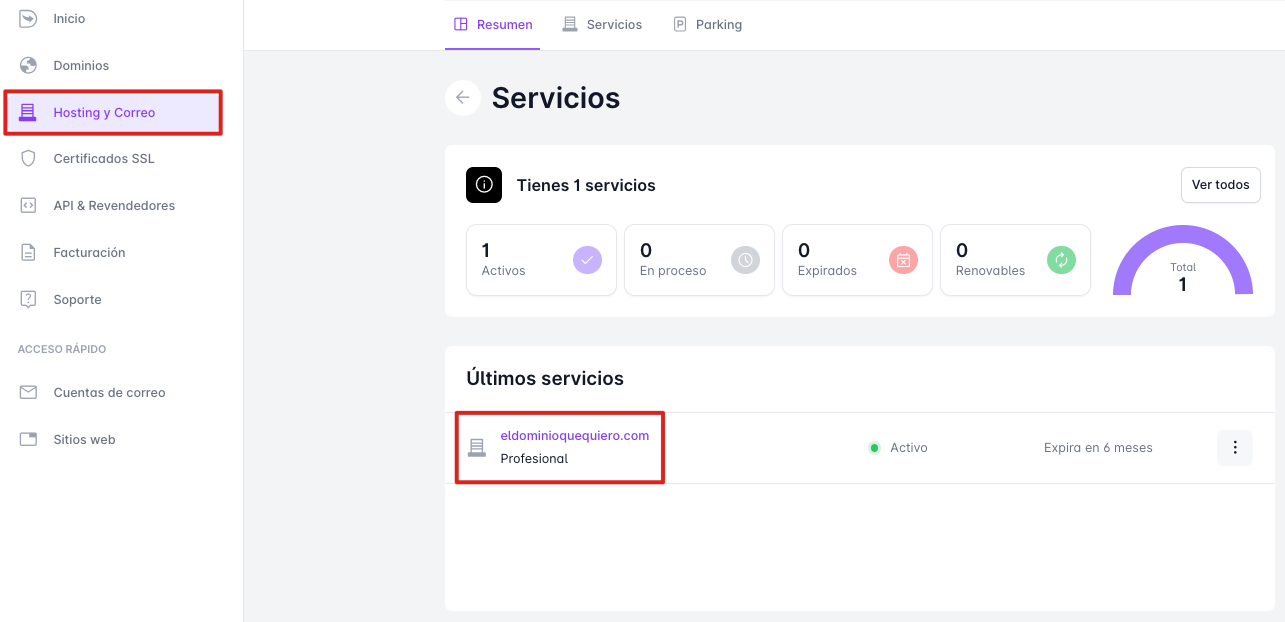 Acceder al panel de gestión de un hosting