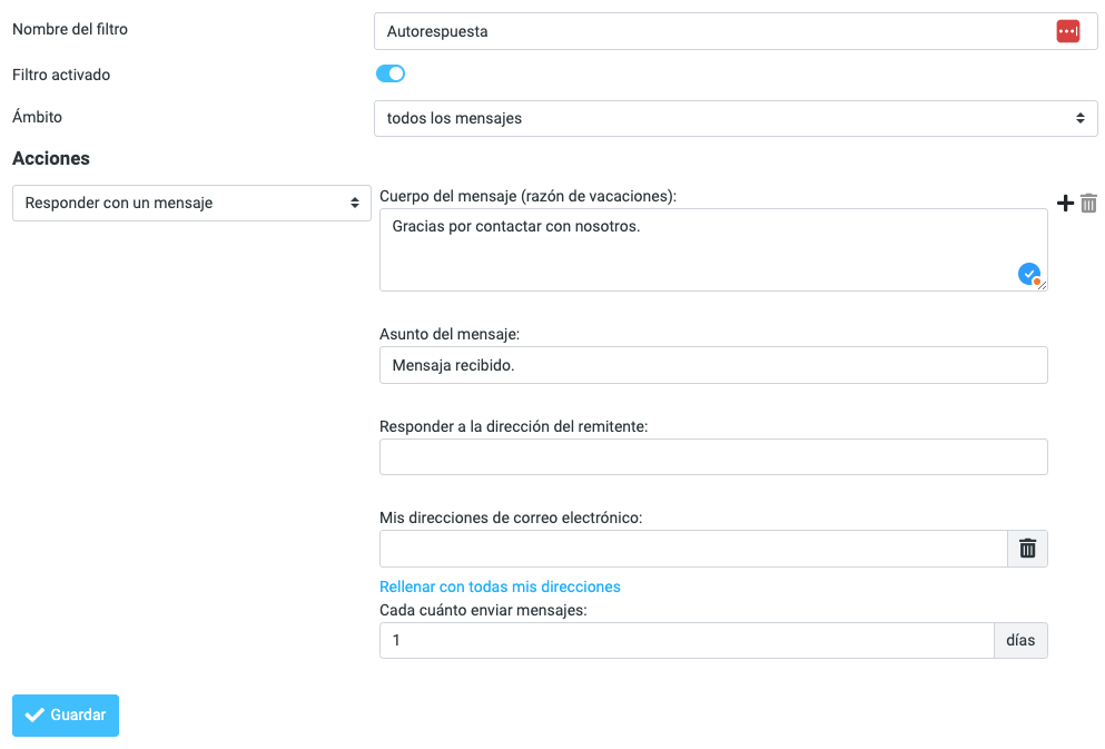 Filter options form