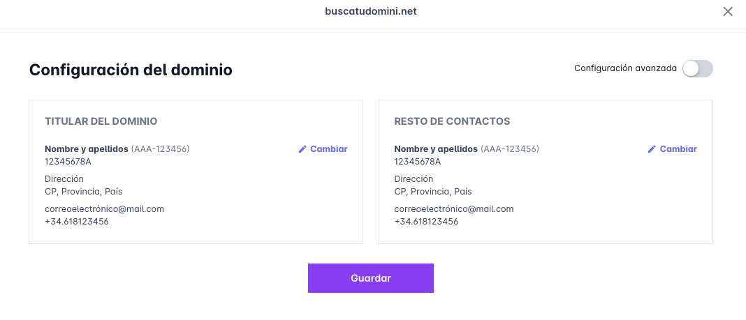 Formulario de mofificación de contactos