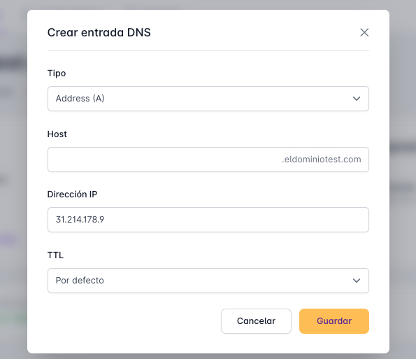 Crear registre A