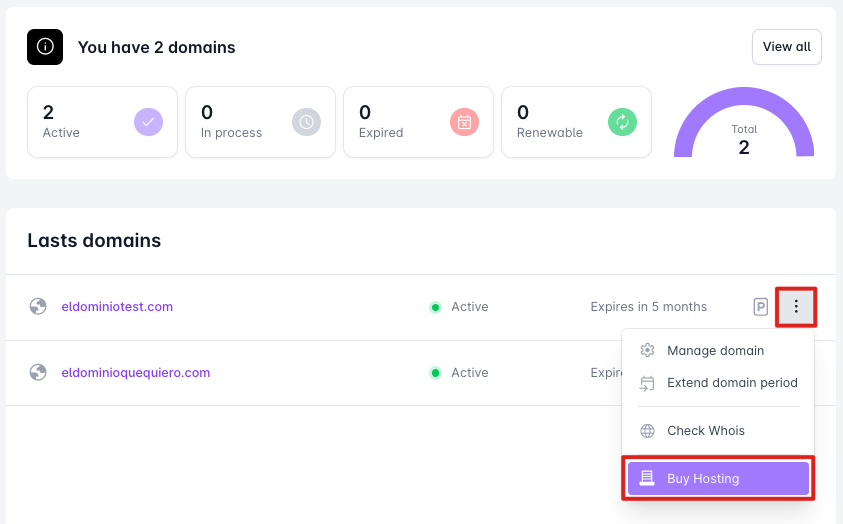 Buy hosting with domain already registered