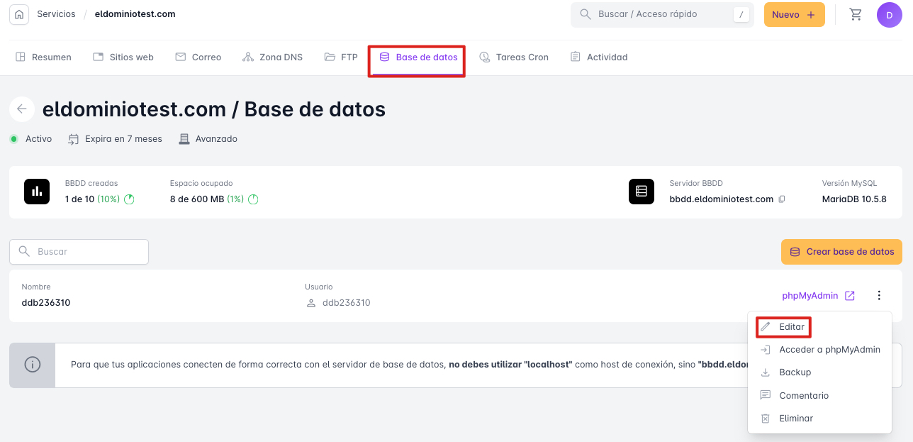 Crear base de dades MySQL