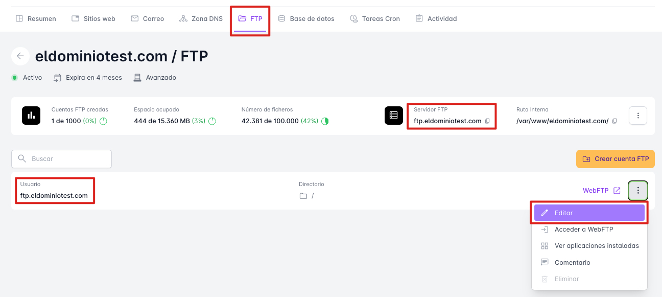 Apartado FTP