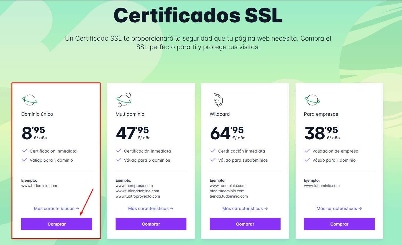 Comprar DonDominio Domain SSL